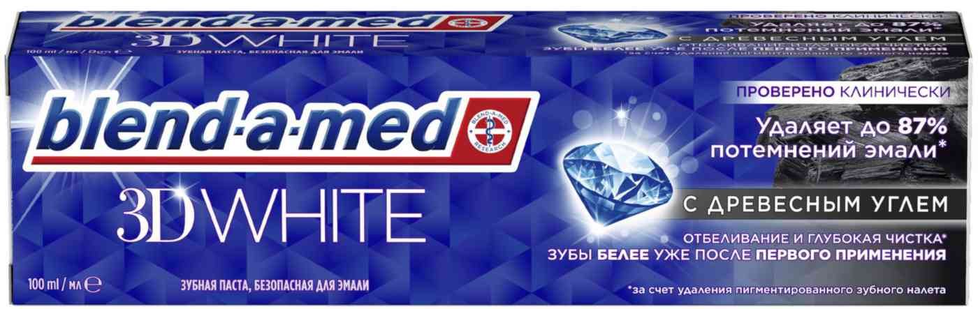 

Зубная паста Отбеливание и глубокая чистка Blend-a-med 3D White с древесным углем