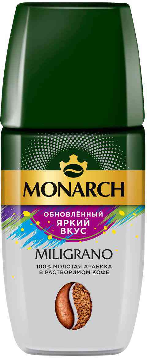 Кофе растворимый сублимированный Монарх Miligrano c добавлением кофе жареного молотого 1040₽