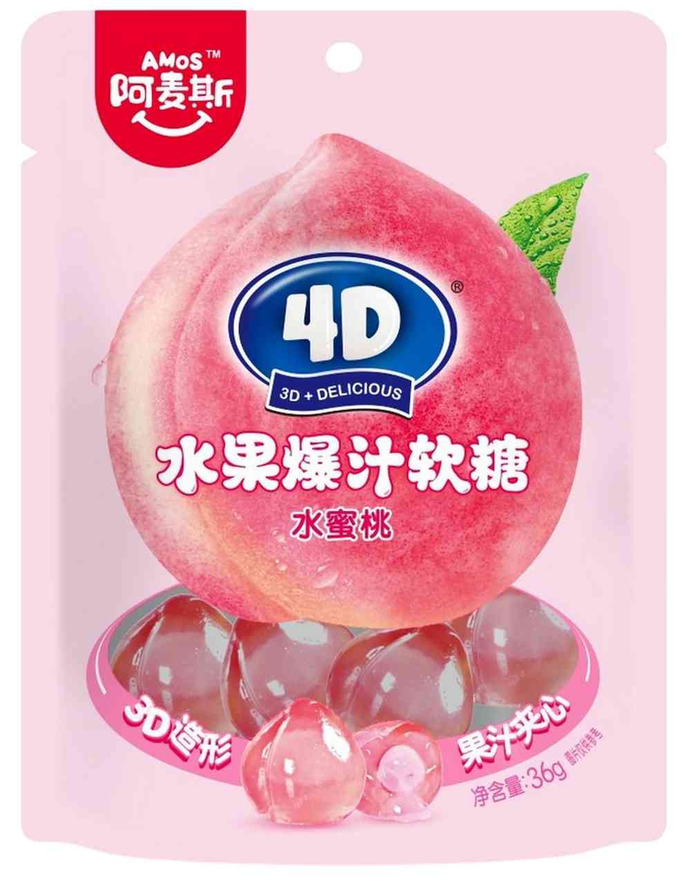 

Конфеты жевательные Amos с соком персика