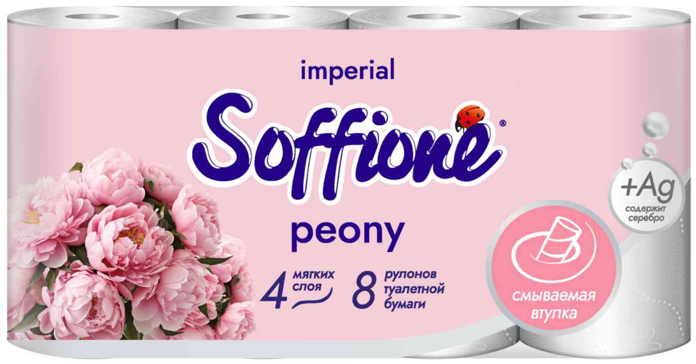 Туалетная бумага Soffione Imperial Peony 4 слоя 410₽