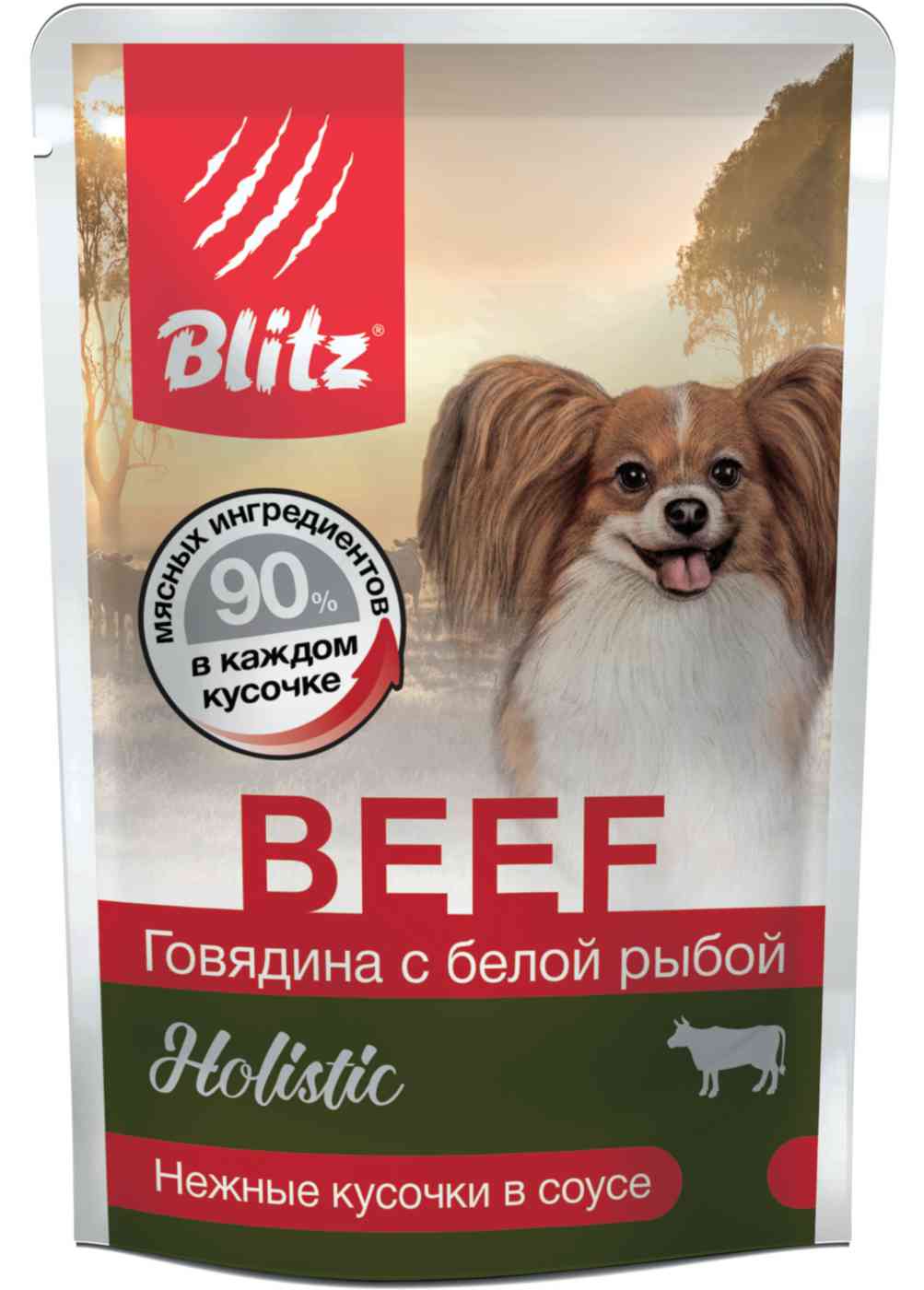 Влажный корм для собак мелких пород Blitz Holistic говядина-белая рыба кусочки в соусе