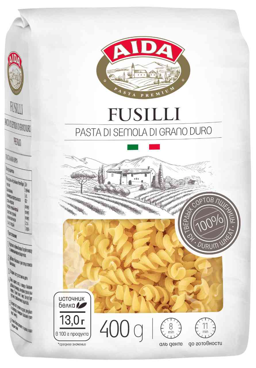 Макаронные изделия Fusilli спираль Aida