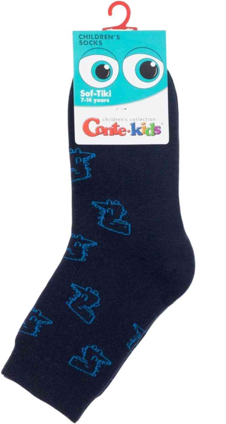 Носки детские махровые Conte-kids Sof-tiki Динозавры цвет: темно-синий