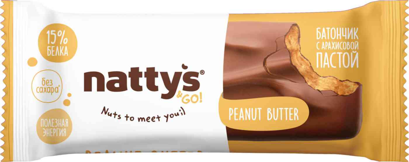 

Батончик протеиновый Nattys&Go! Peanut Butter с арахисовой пастой