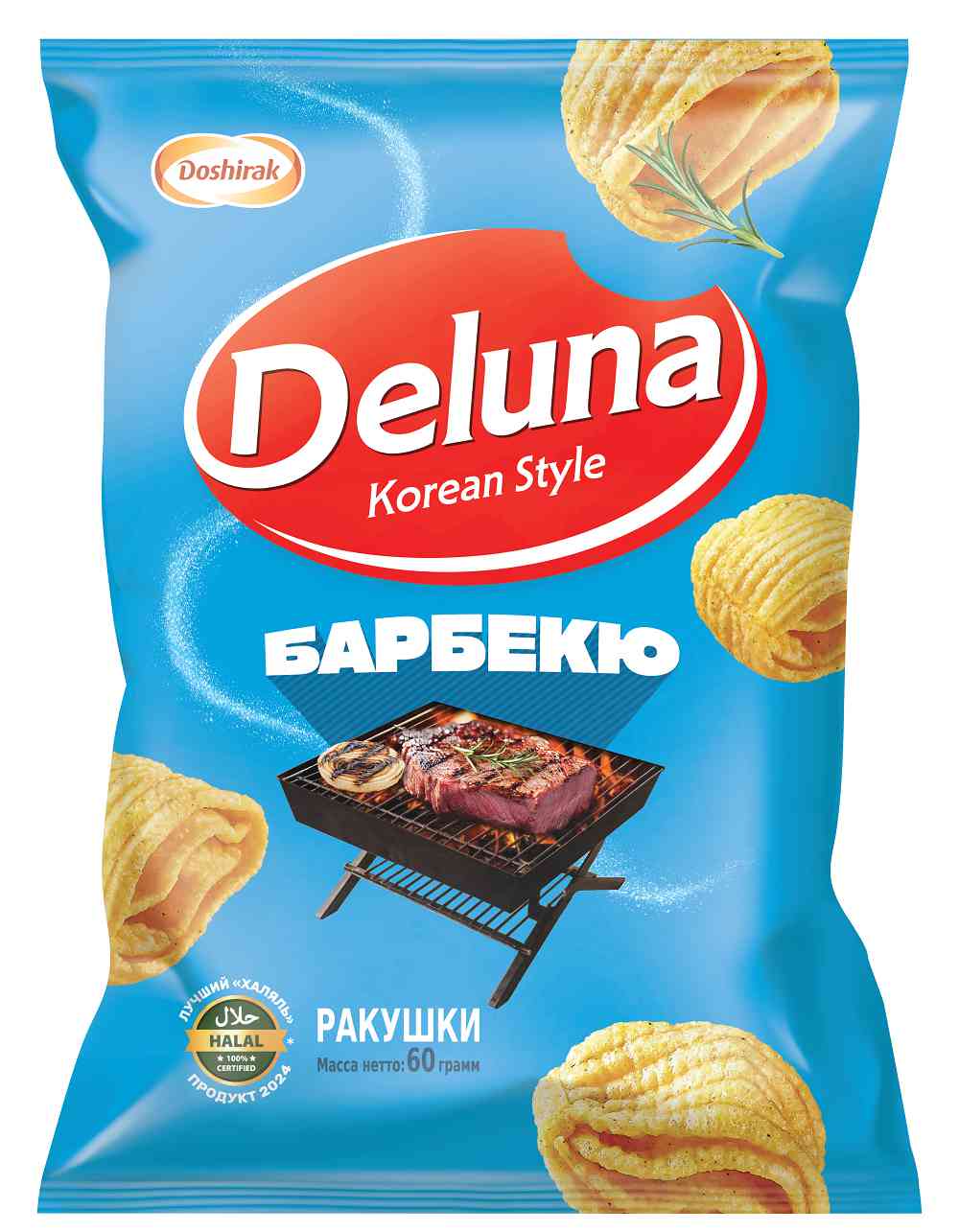 Снеки кукурузные Deluna Ракушки со вкусом барбекю