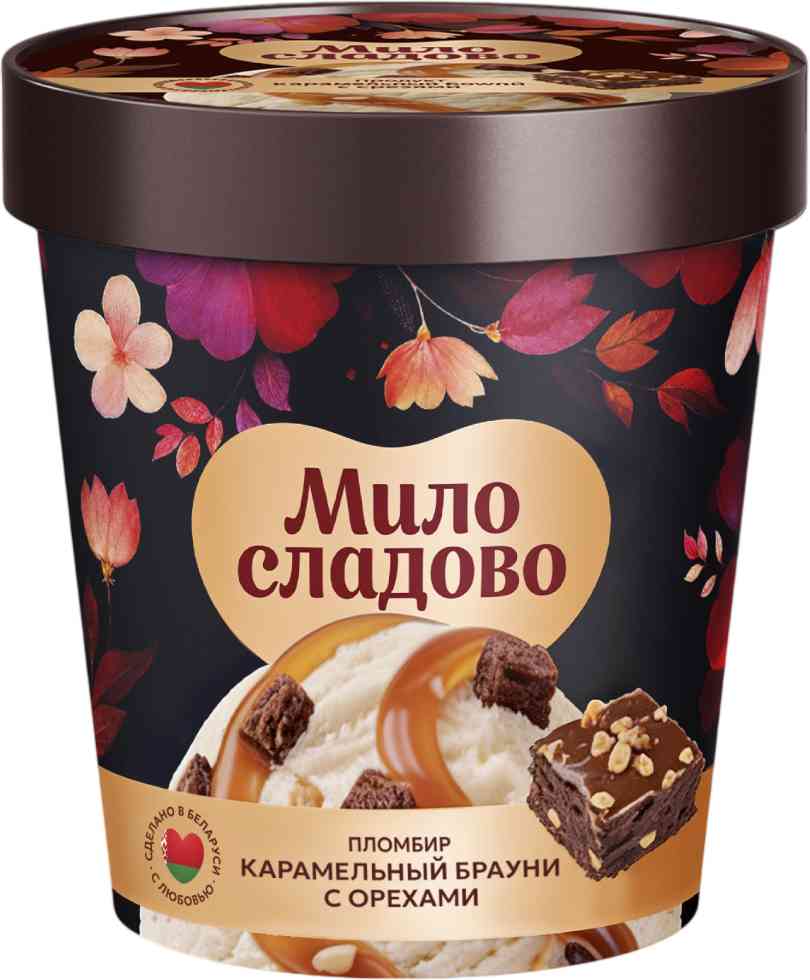 Мороженое пломбир Милосладово Карамельный брауни с орехами  15%