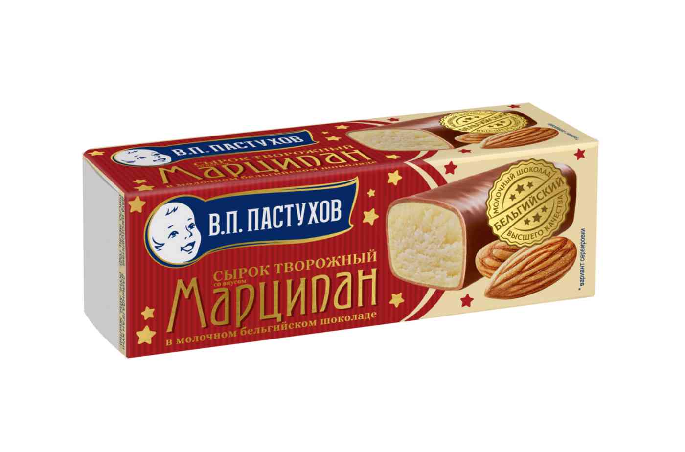 Сырок творожный Пастухов глазированный молочным шоколадом со вкусом марципана