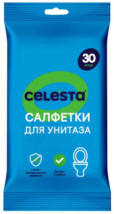 

Влажные салфетки для унитаза Celesta с антибактериальным эффектом