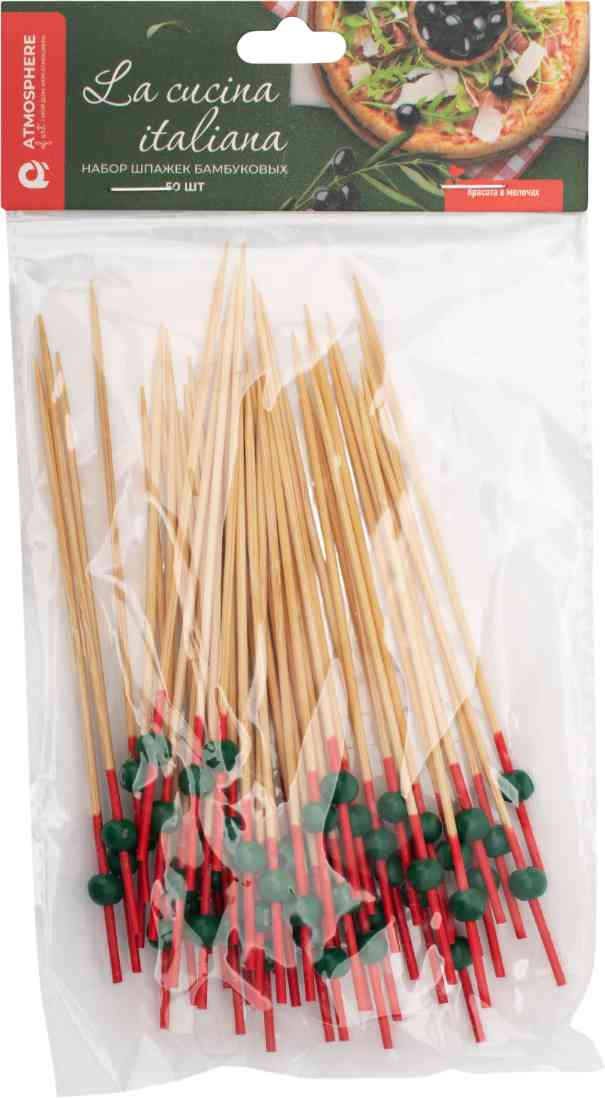 

Шпажки бамбуковые с разноцветными наконечниками, 12 см