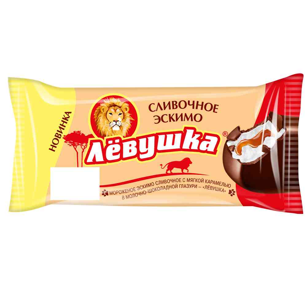 Мороженое сливочное Левушка эскимо с мягкой карамелью в молочно-шоколадной глазури
