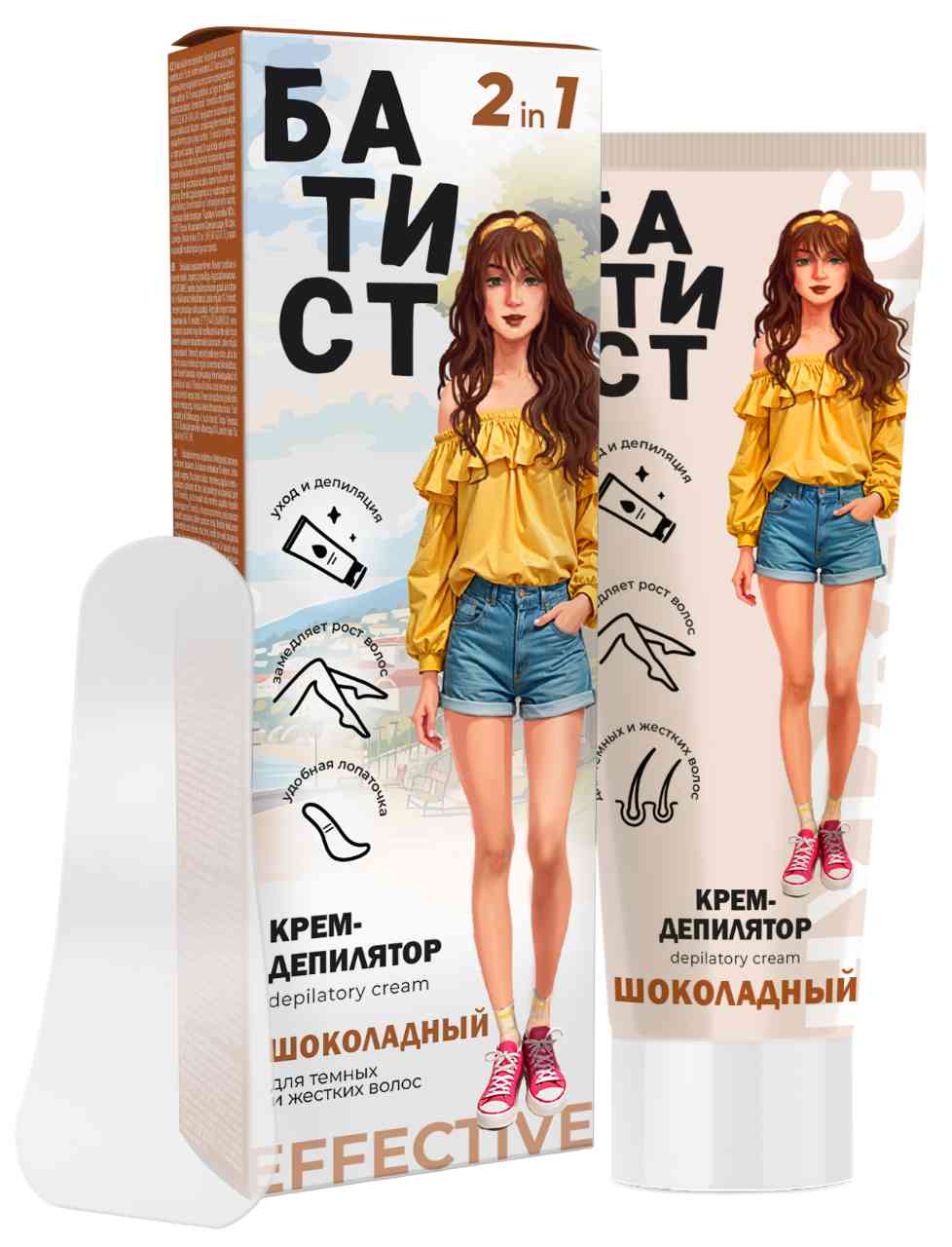 

Крем-депилятор для темных и жестких волос 2 в 1 Батист Шоколадный с экстрактом какао и маслом Ши