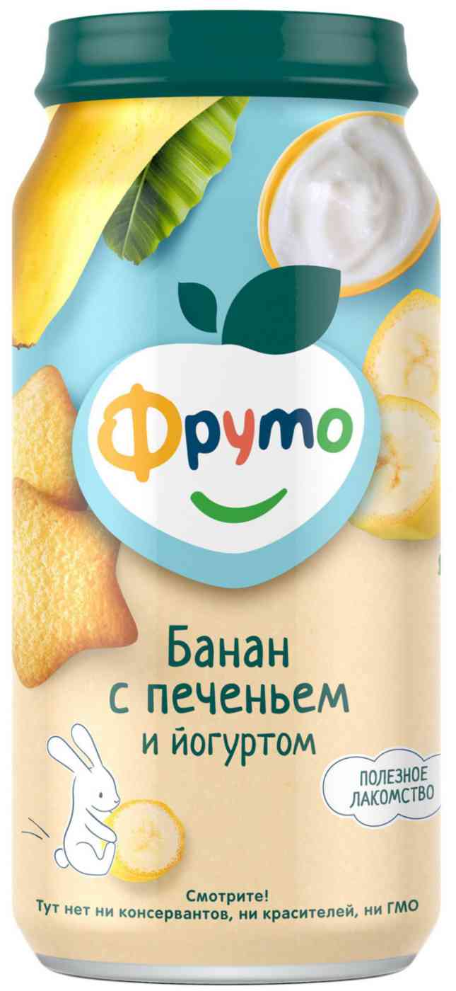 Пюре фруктовое Фруто банан-печенье-йогурт с 6 месяцев
