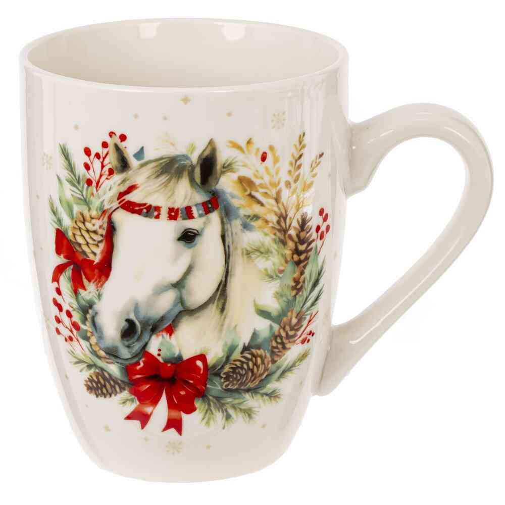 

Кружка фарфоровая Лощадь цвет белый, красный