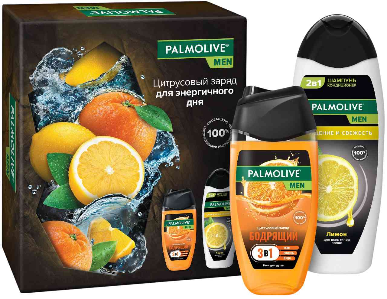 

Подарочный набор Palmolive Men Цитрусовый заряд (гель для душа, шампунь)