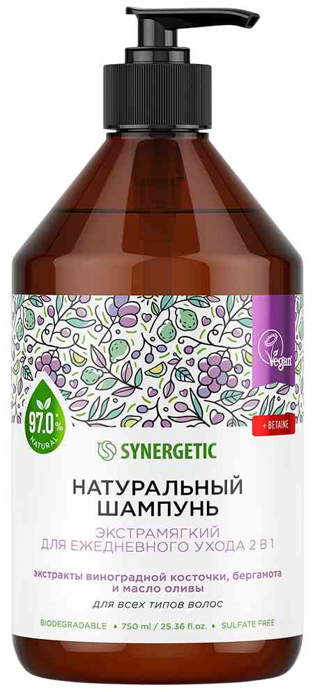 Шампунь для всех типов волос 2в1 Synergetic Экстрамягкий для ежедневного ухода 610₽