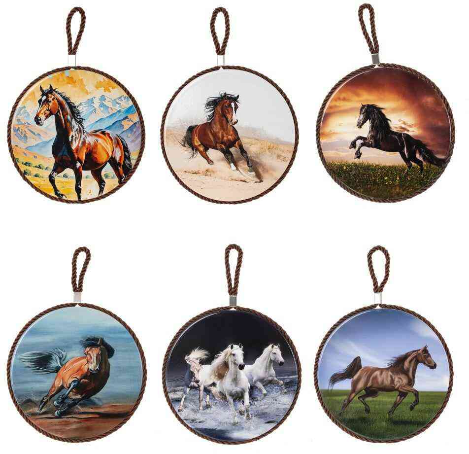 Подставка под горячее керамическая Лошадь с подвеской рисунок в ассортименте мульцвет 343₽