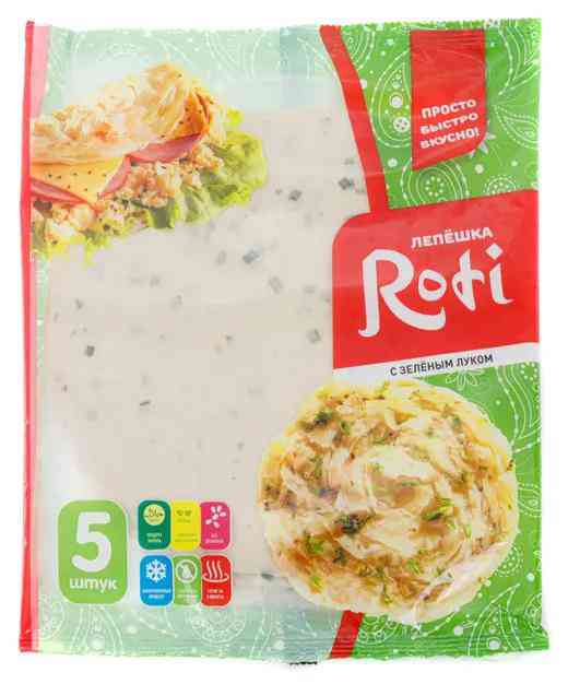 Лепешка пшеничная Roti Халяль с зеленым луком
