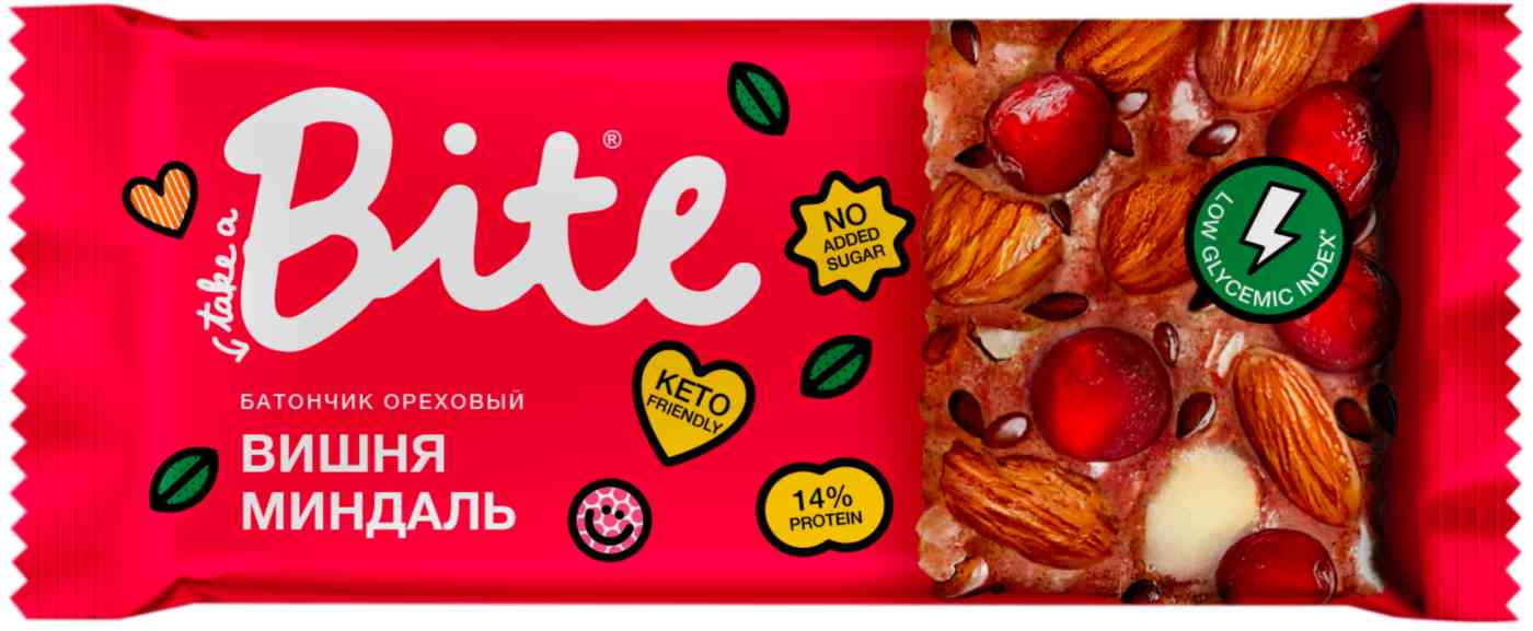 

Батончик ореховый Take a Bite вишня-миндаль
