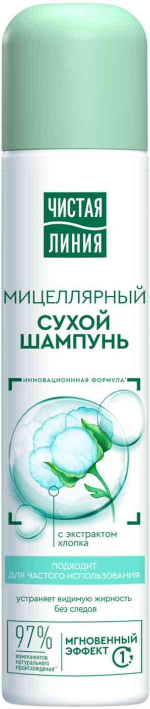 Сухой шампунь для волос Чистая Линия мицеллярный с экстрактом хлопка 392₽