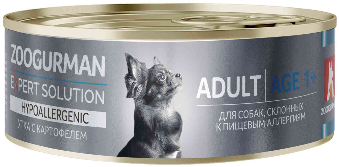 Влажный корм для собак, склонных к пищевым аллергиям Зоогурман Expert Solution утка-картофель