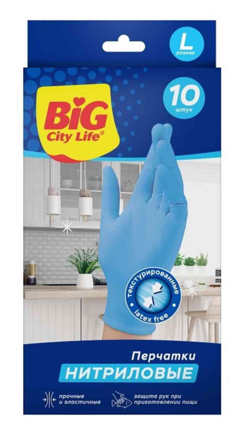 

Перчатки нитриловые Big city life Прочные размер L