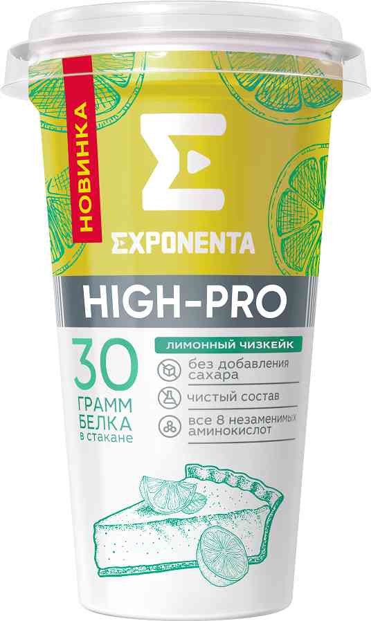 

Продукт кисломолочный Exponenta High Pro лимонный чизкейк 0%