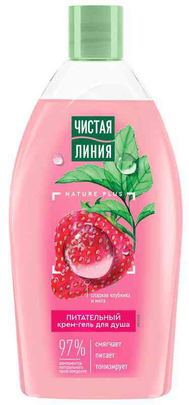 Крем-гель для душа Чистая Линия Nature Plus питательный клубника-мята 377₽